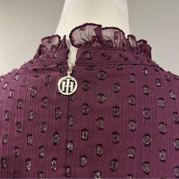 Tommy Hilfiger a-line Elegant Purple long sleeve Dress size 10 - Picture 7 of 14